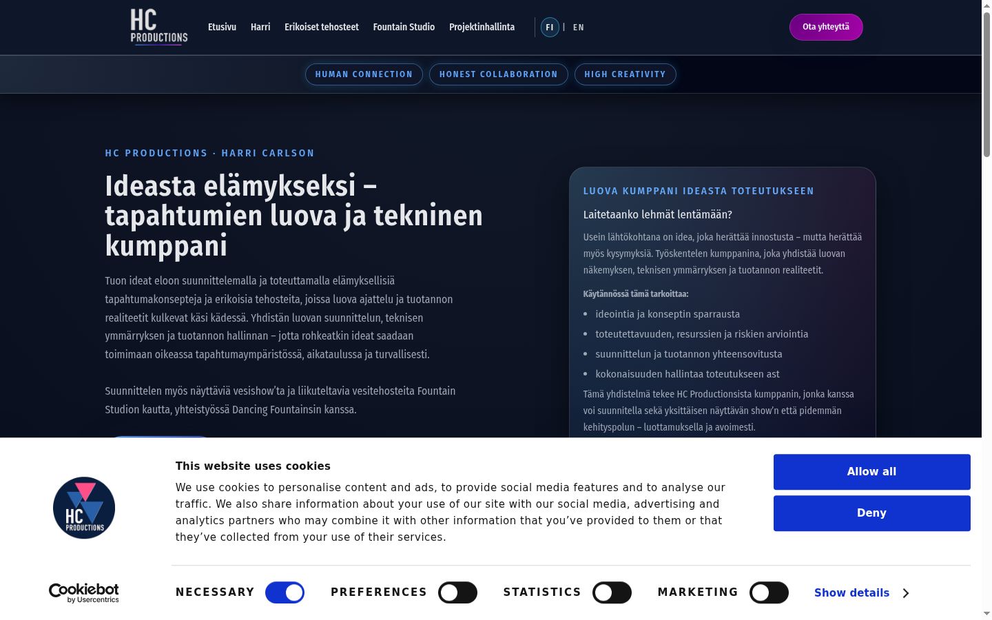 Sutikimo reklamjuostės, rodytos prieš bet kokią sąveiką, ekrano kopija