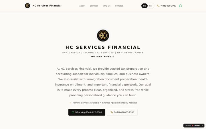 Screenshot of hcservicesfinancial.com