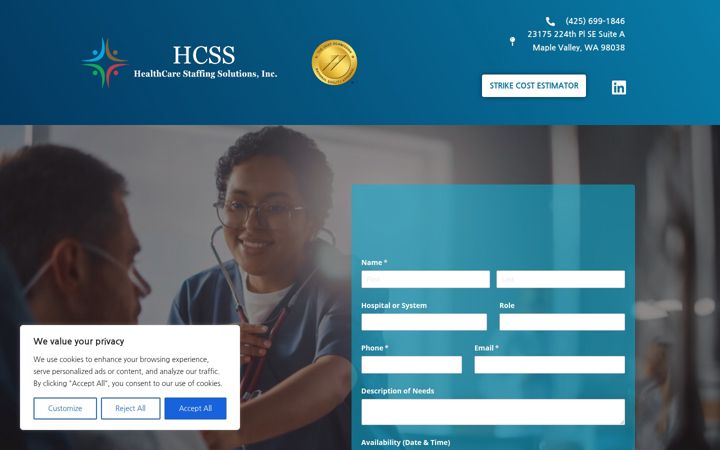 Screenshot of hcssstrikestaffing.com