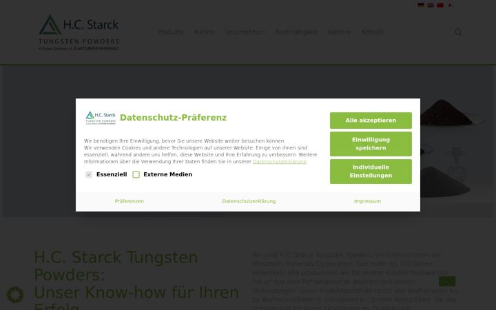 Screenshot ta' hcstarck.com