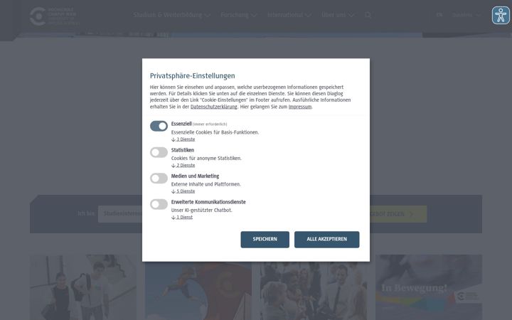 Screenshot of hcw.ac.at
