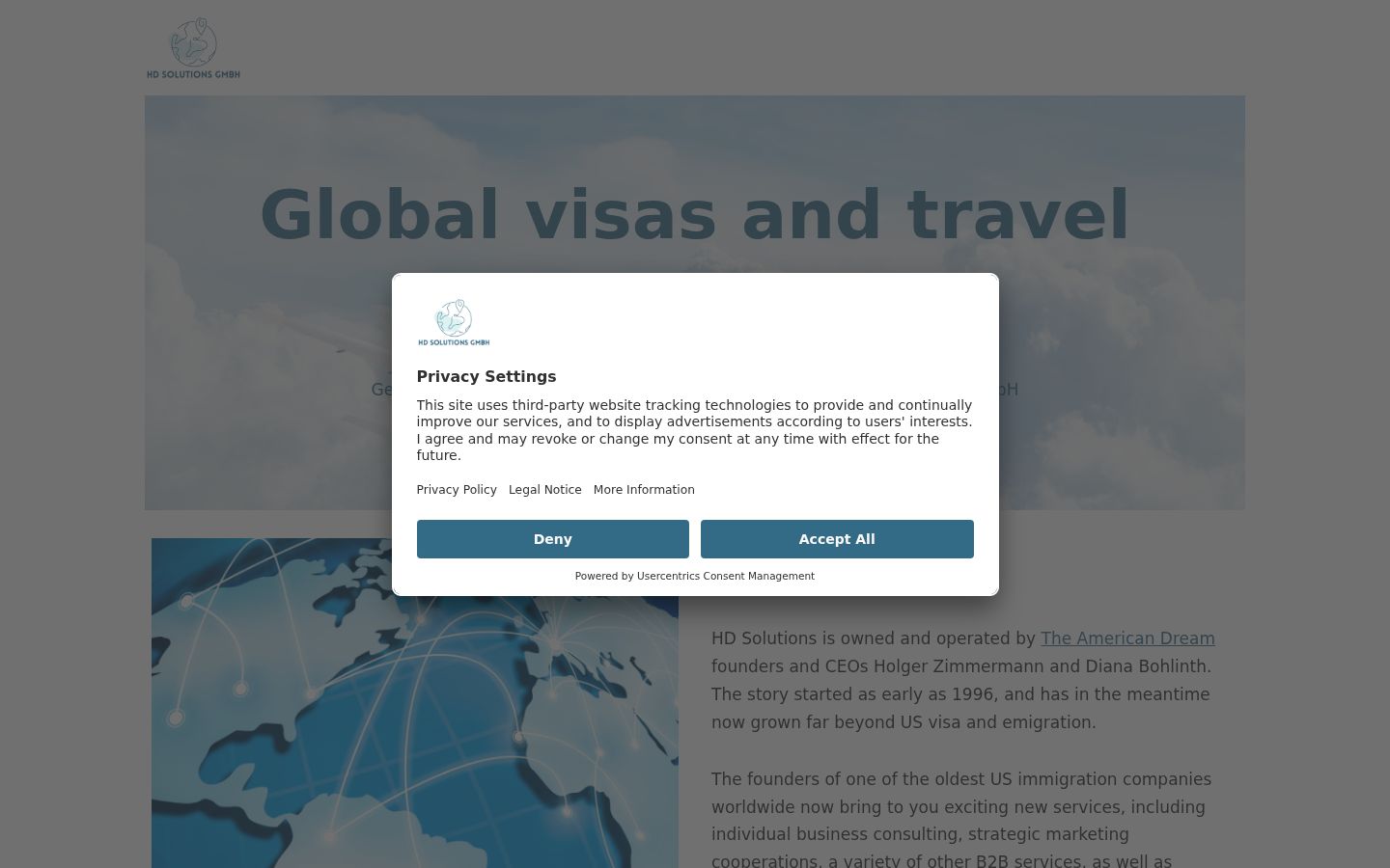 Screenshot of the consent banner shown before any interaction