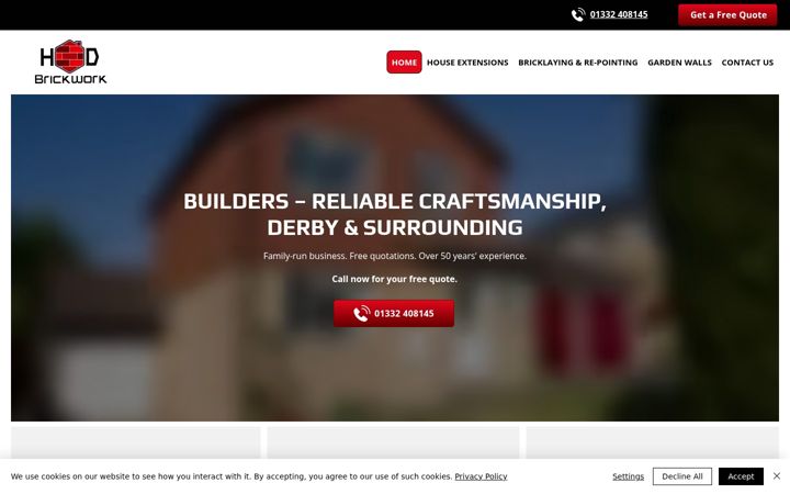 Screenshot of hdbrickworkderby.co.uk
