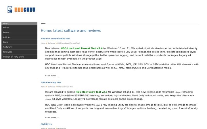 Screenshot of hddguru.com