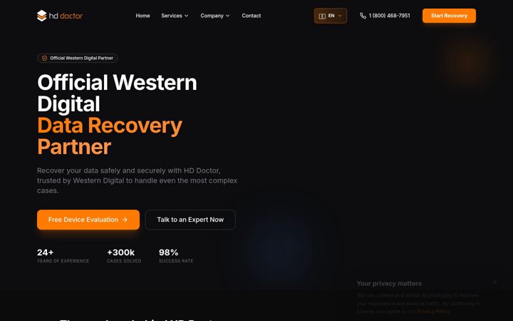 Screenshot of hddoctorusa.com
