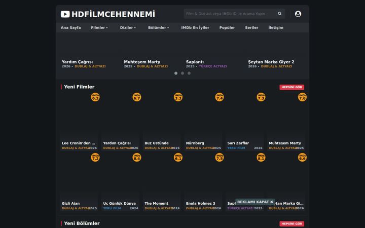 Screenshot of hdfilmcehennemi.now