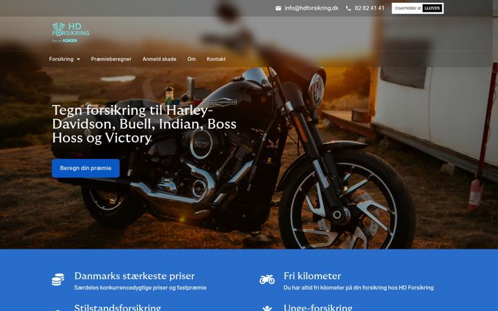 Screenshot of hdforsikring.dk