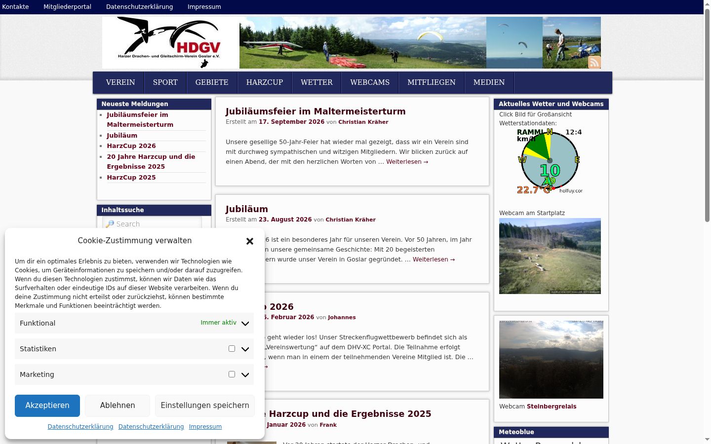 Screenshot del banner di consenso mostrato prima di qualsiasi interazione