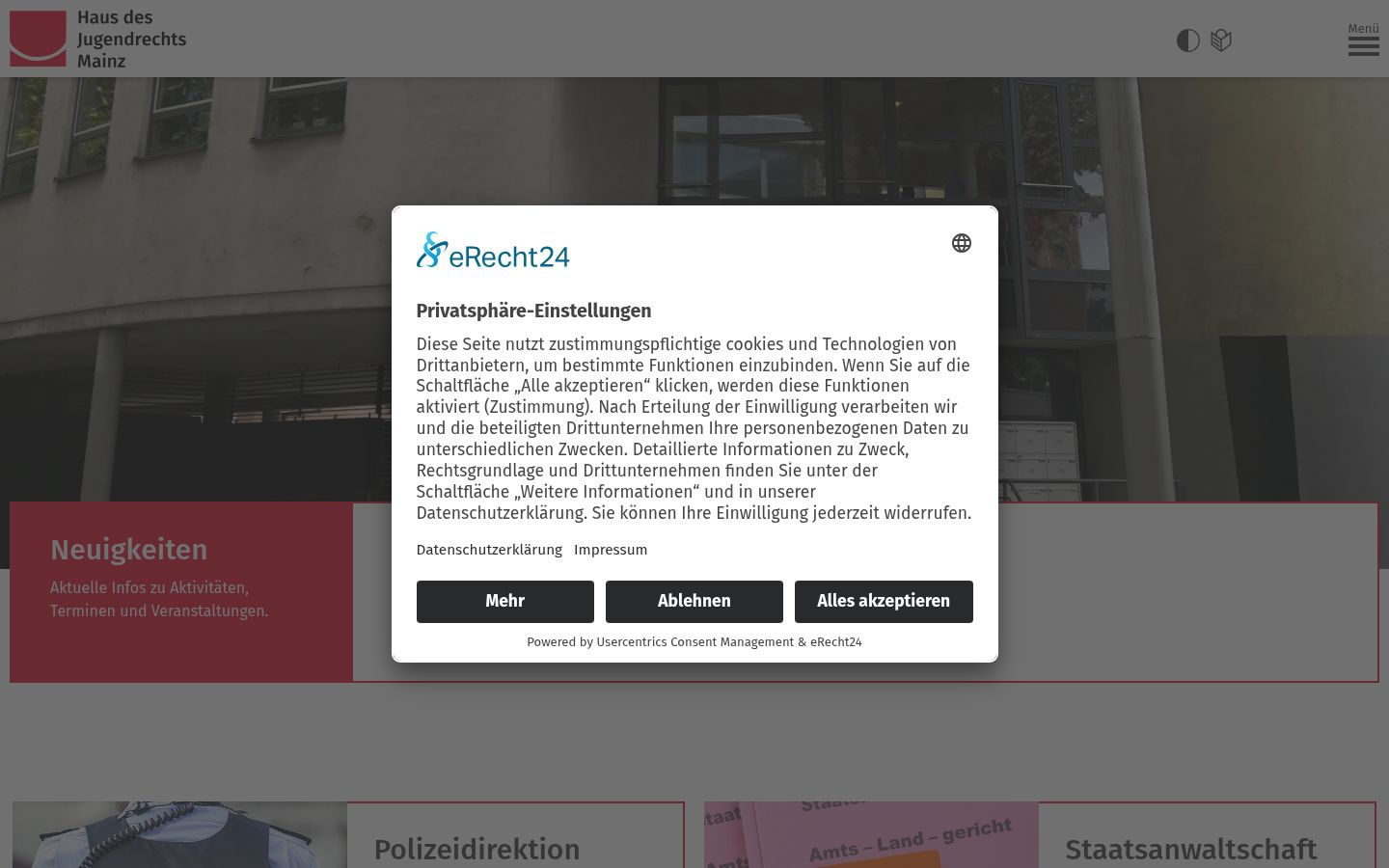 Screenshot del banner di consenso mostrato prima di qualsiasi interazione