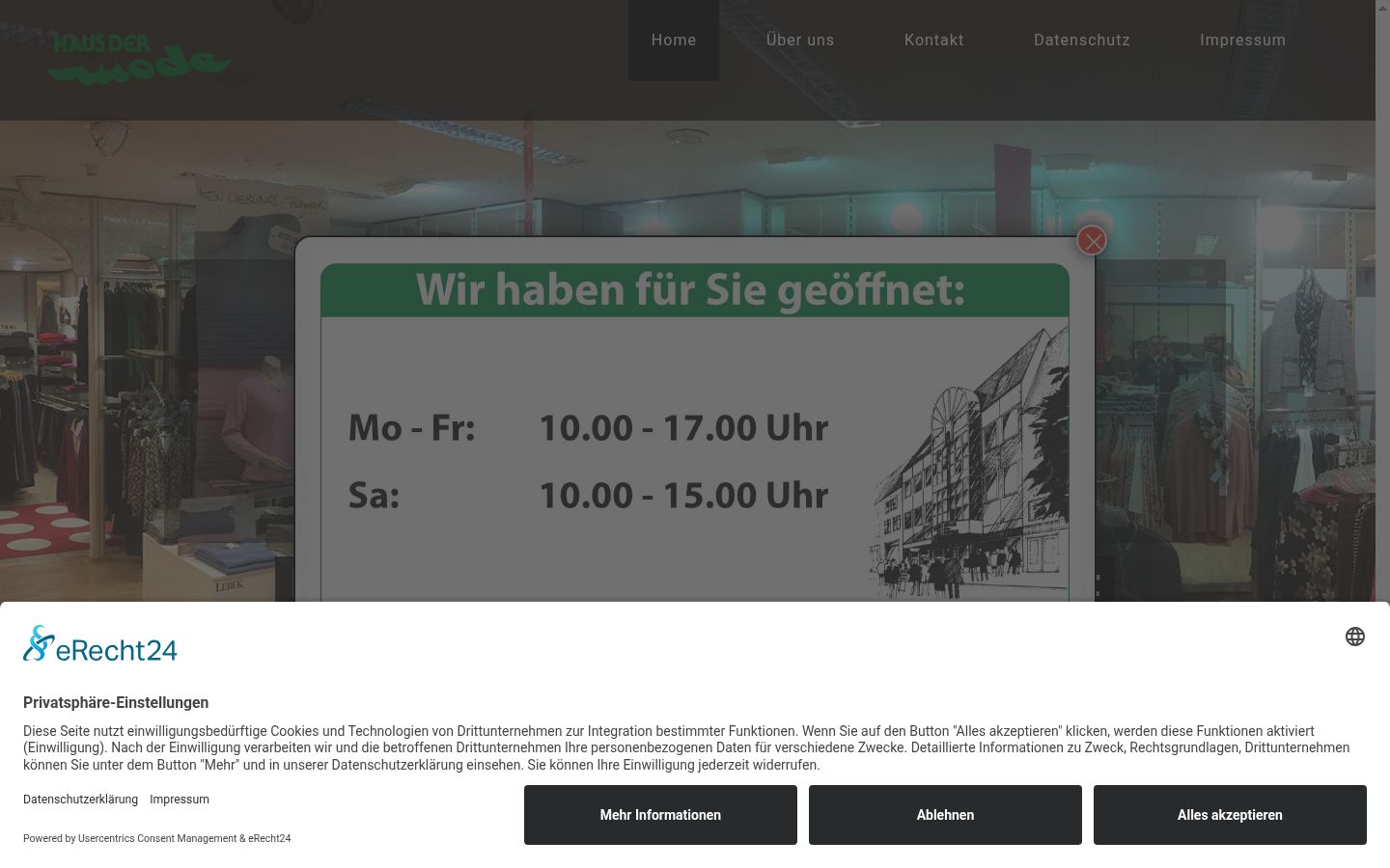 Screenshot del banner di consenso mostrato prima di qualsiasi interazione