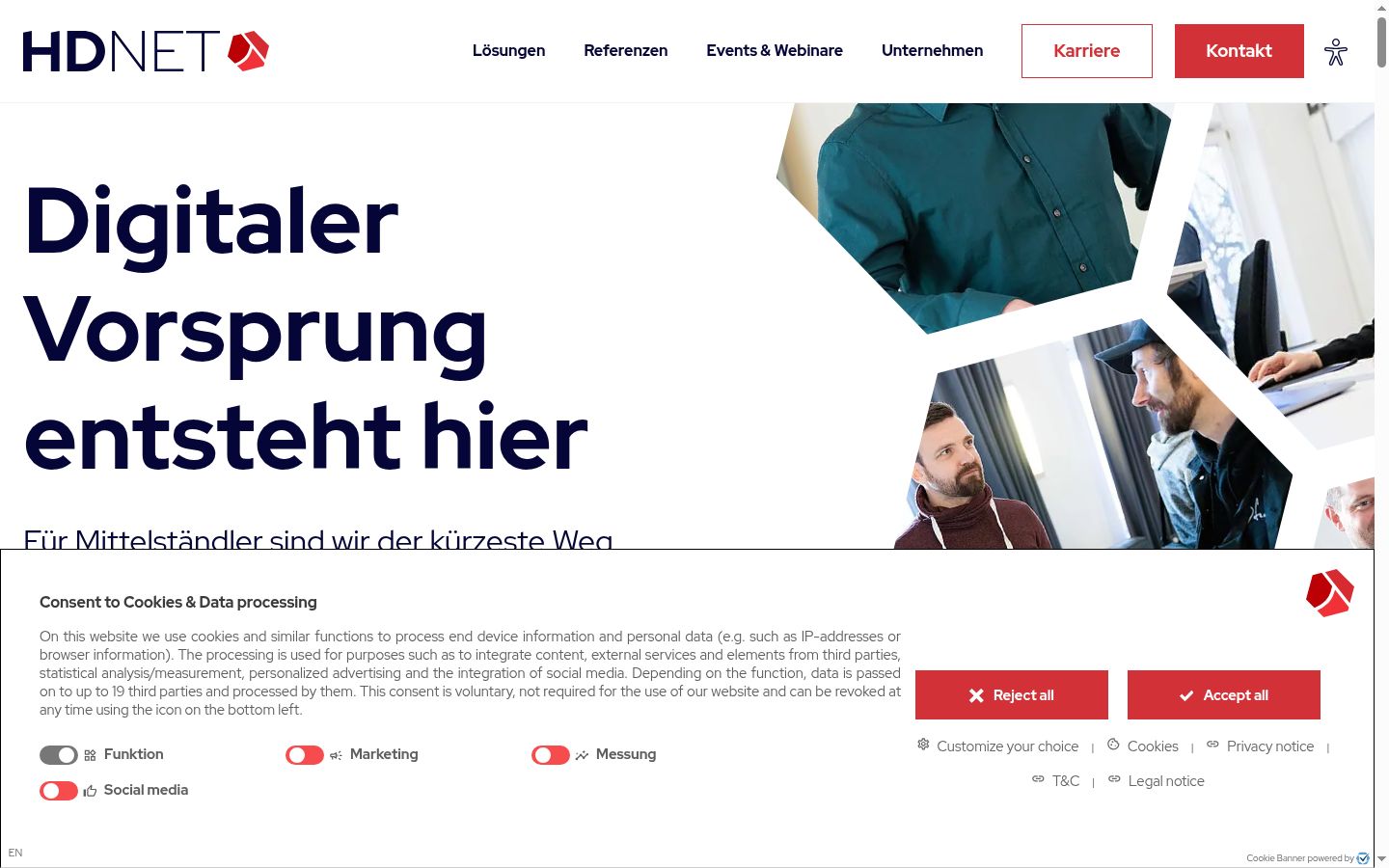 Screenshot tal-banner tal-kunsens muri qabel kwalunkwe interazzjoni