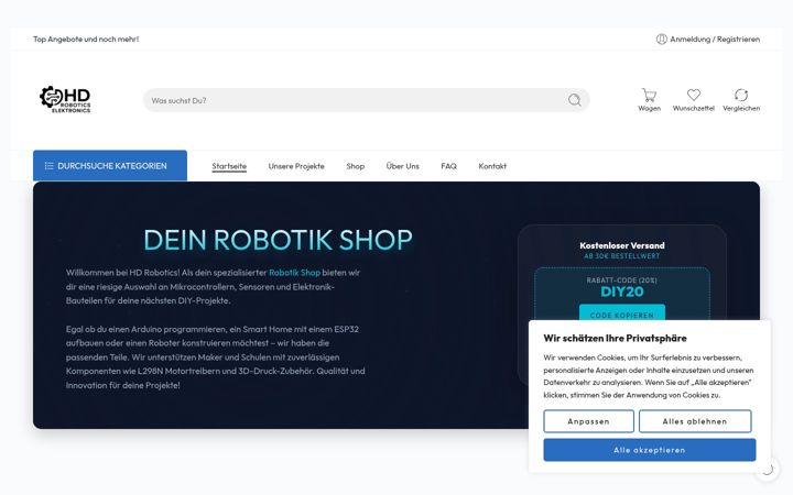 Captură de ecran a hdrobotics.de