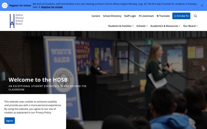 Screenshot of hdsb.ca