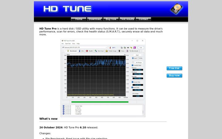 Screenshot of hdtune.com