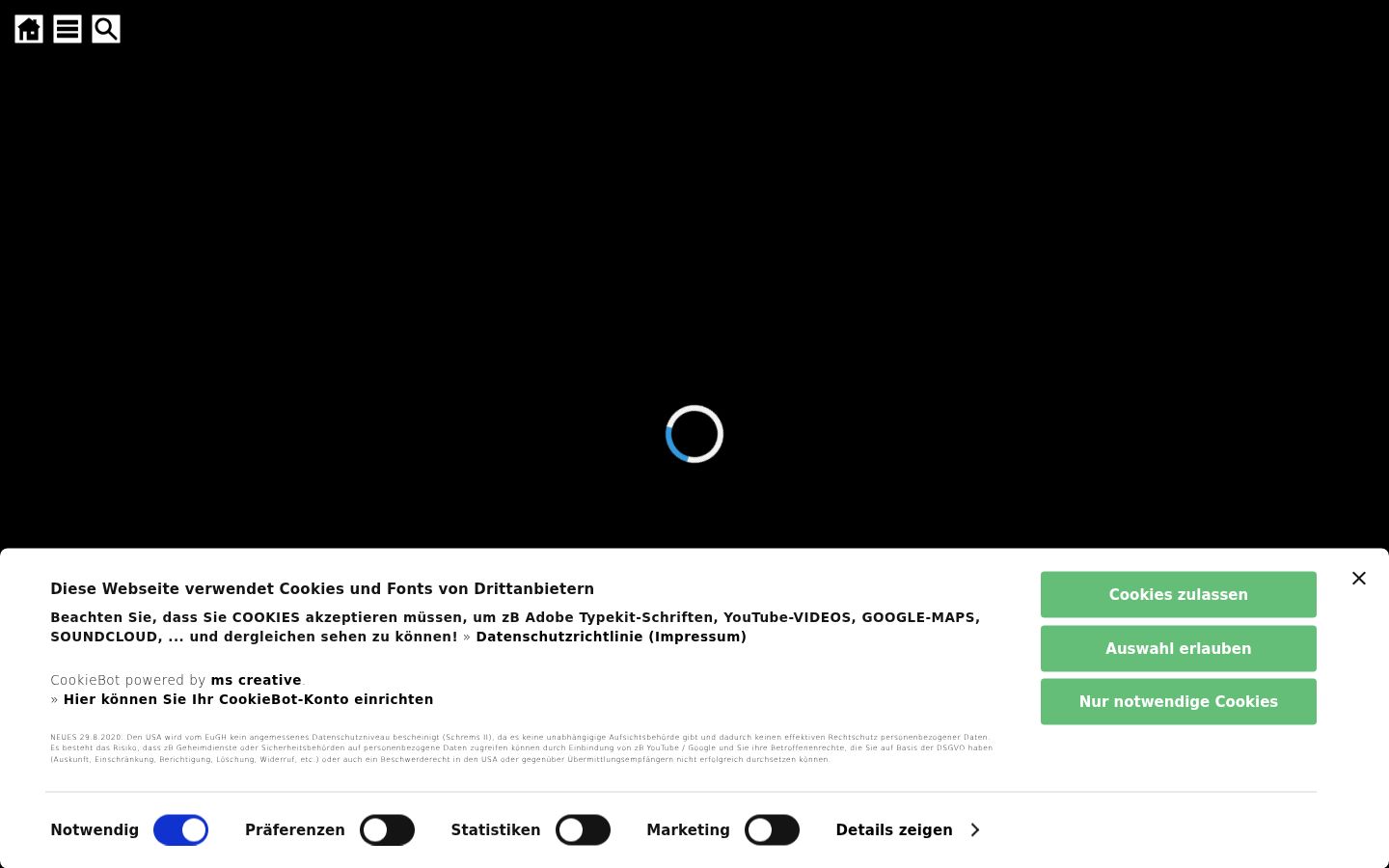 Captura de ecrã do banner de consentimento apresentado antes de qualquer interação