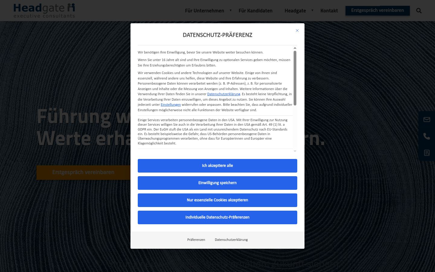 Screenshot tal-banner tal-kunsens muri qabel kwalunkwe interazzjoni
