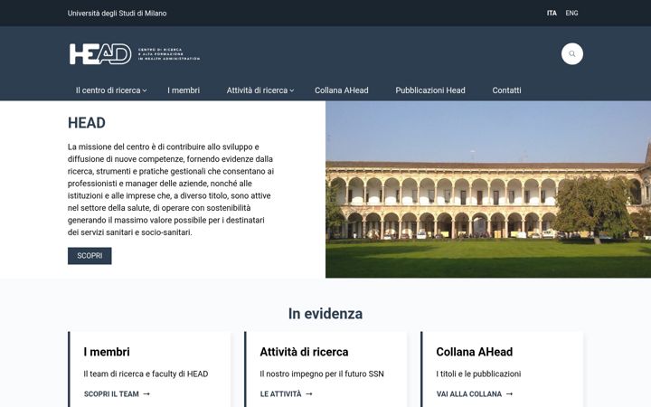 Screenshot of head.unimi.it
