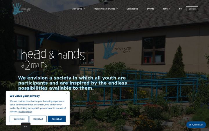 Screenshot of headandhands.ca