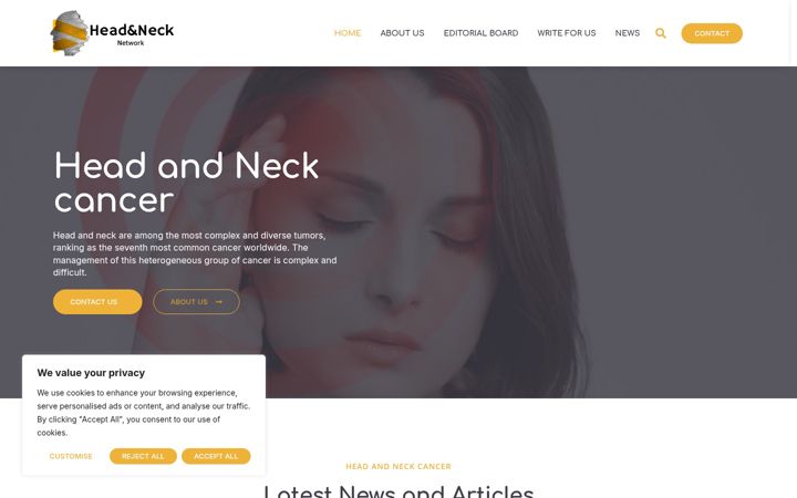 Screenshot of headandnecknetwork.com