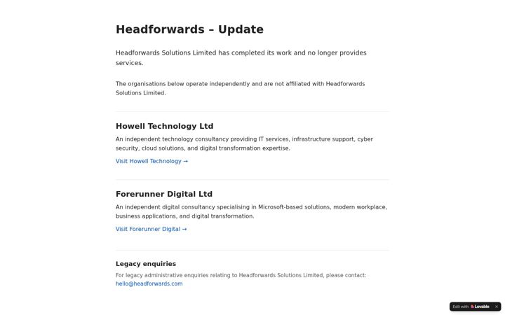 Screenshot of headforwards.com