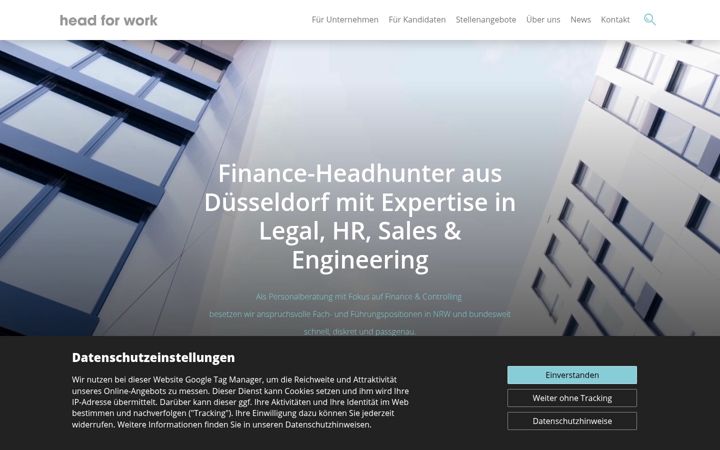 Snímek obrazovky headforwork.de