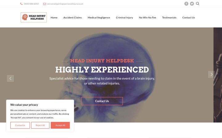 Screenshot of headinjurykent.co.uk