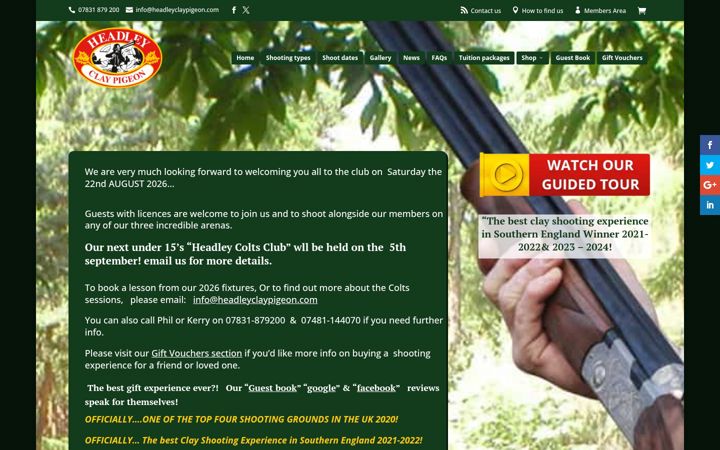 Screenshot of headleyclaypigeon.com