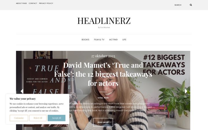 Screenshot of headlinerzblog.com