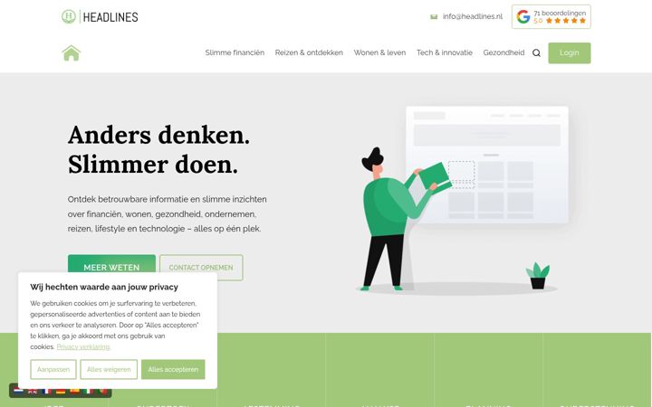 Screenshot of headlines.nl