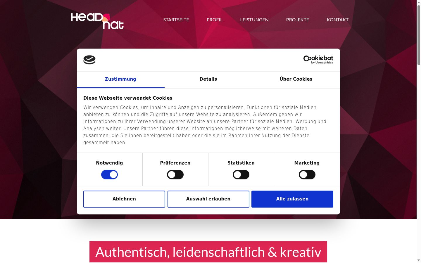 Zrzut ekranu banera zgody wyświetlanego przed jakąkolwiek interakcją