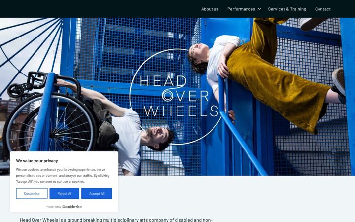 Screenshot of headoverwheels.org.uk