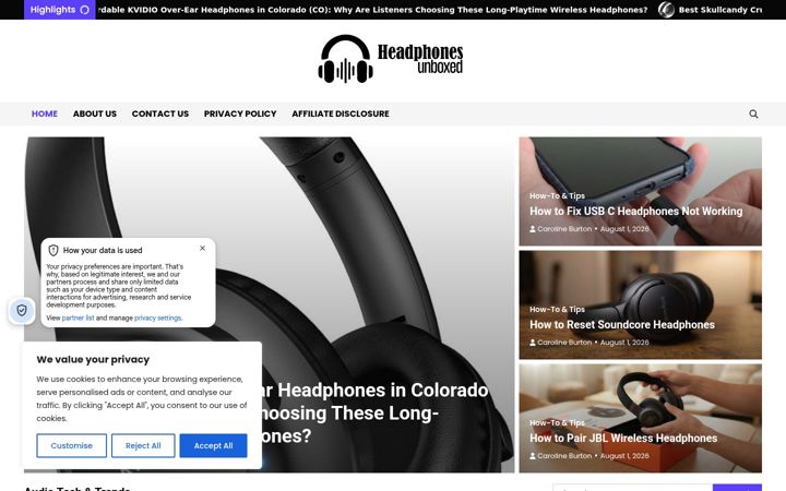 Screenshot of headphonesunboxed.com