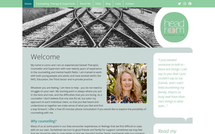 Screenshot of headroomcounselling.co.uk