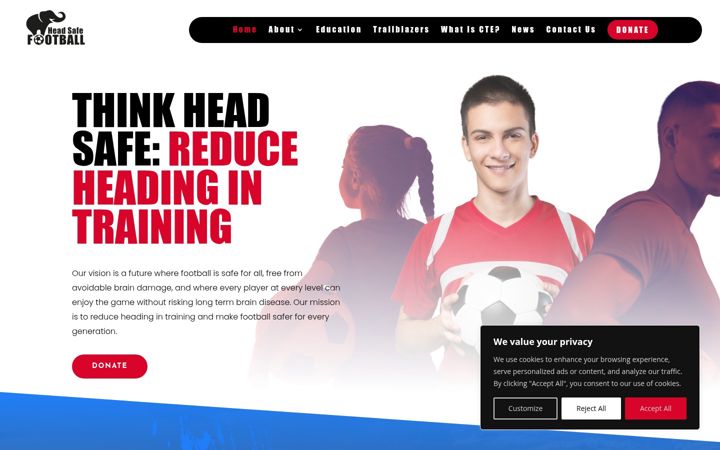 Screenshot of headsafefootball.org.uk