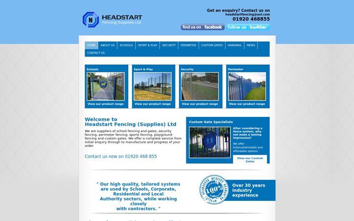 Screenshot of headstartfencing.co.uk