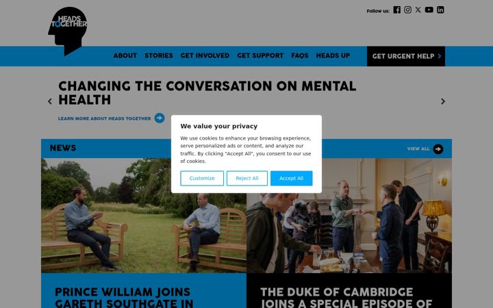 Screenshot of headstogether.org.uk