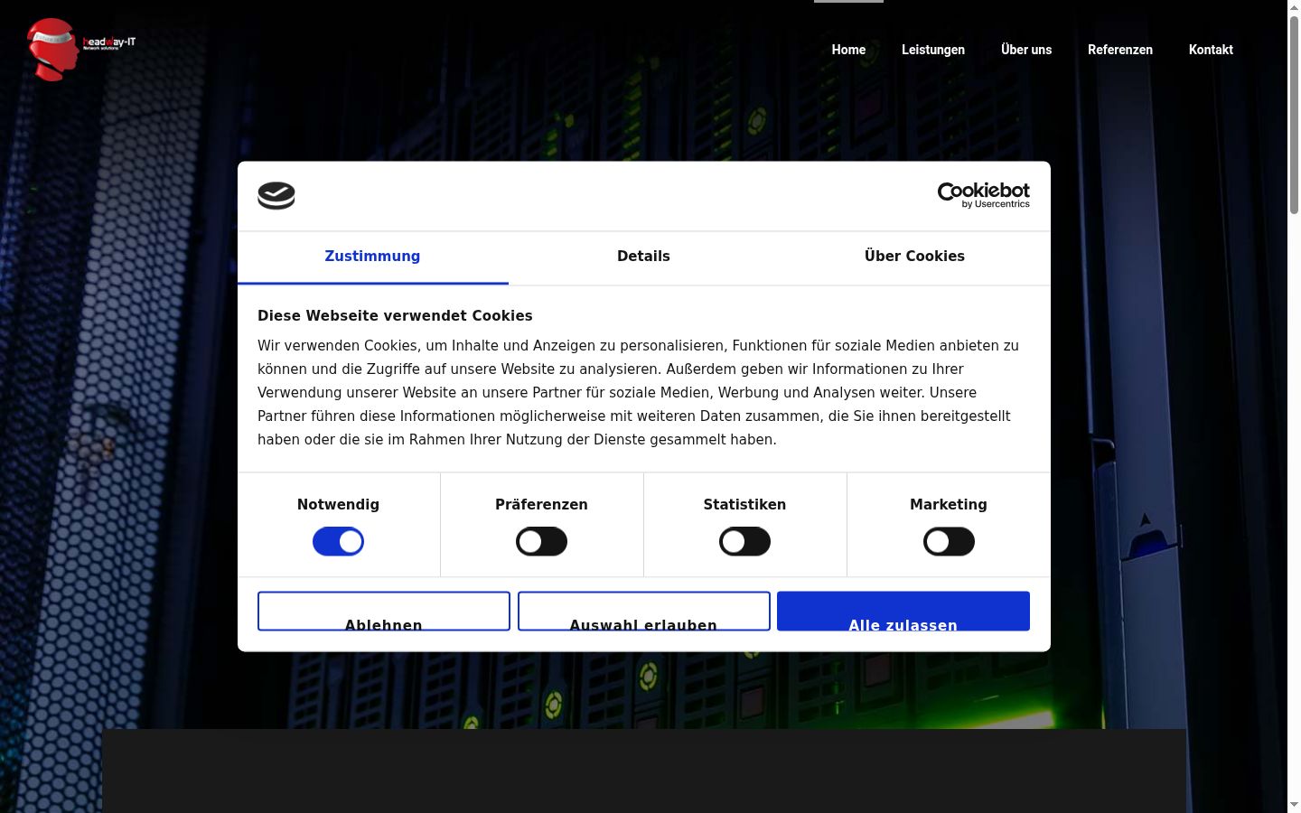 Screenshot of the consent banner shown before any interaction