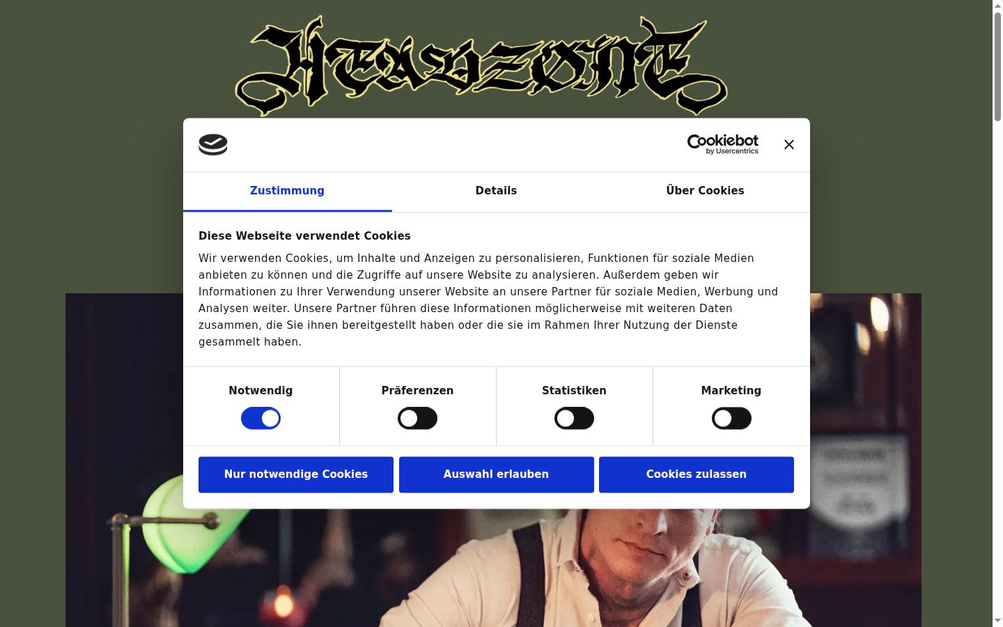 Screenshot of the consent banner shown before any interaction