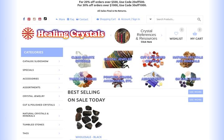 Screenshot of healingcrystals.com