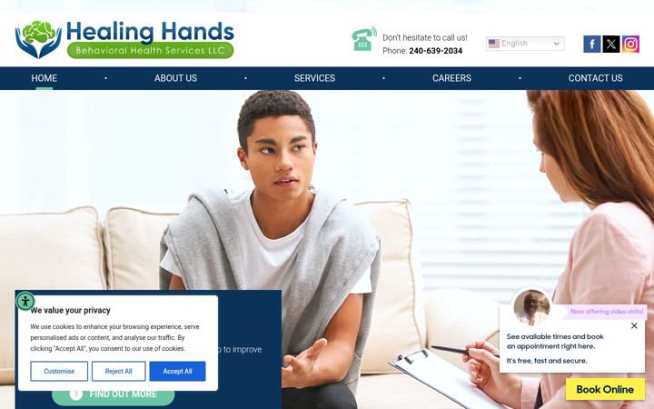 Screenshot of healinghandshealthservices.com