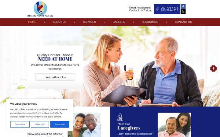 Screenshot of healinghandspcallc.com