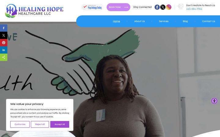 Screenshot of healingnhope.com