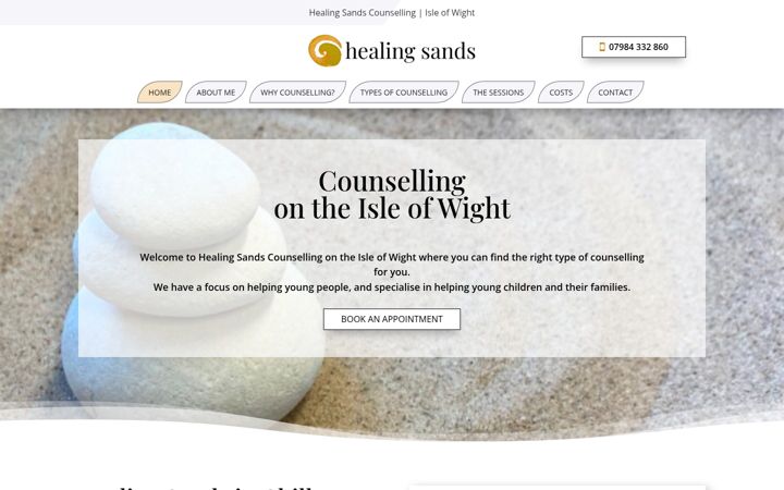 Screenshot of healingsands.co.uk