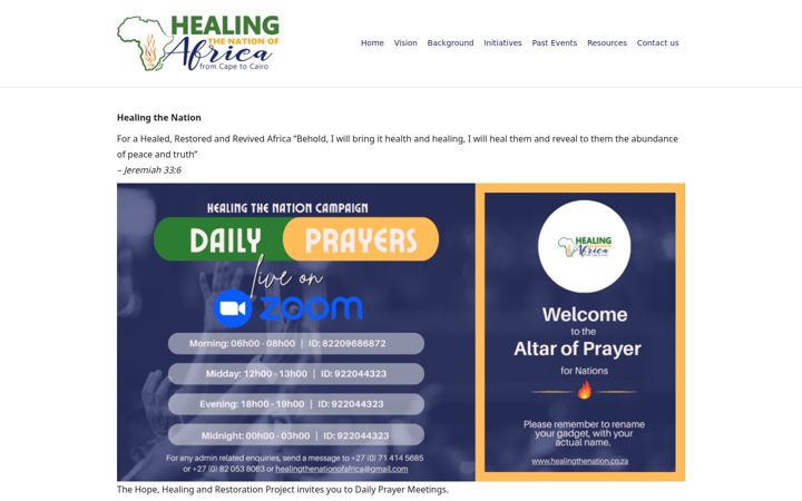 Screenshot of healingthenation.co.za