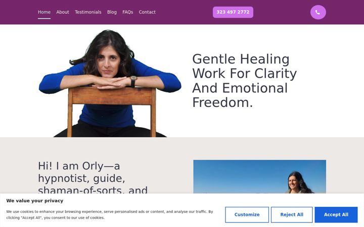 Screenshot of healingwithorly.com
