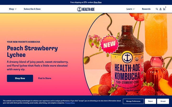 Screenshot of health-ade.com