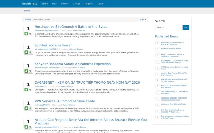 Screenshot of health-lists.com