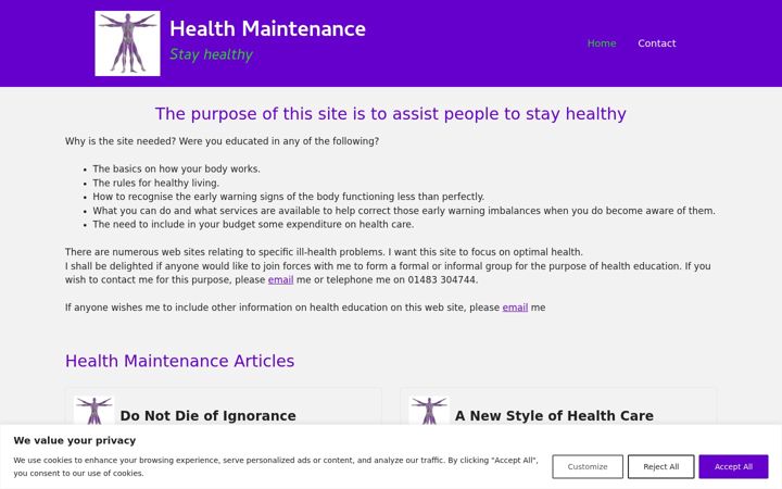 Screenshot of health-maintenance.org