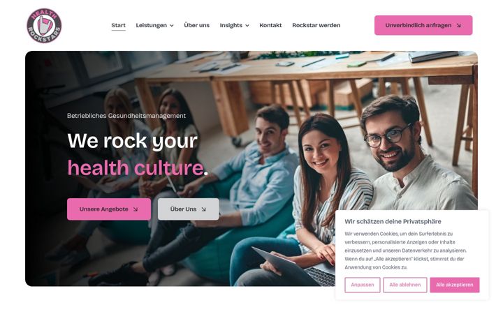 Screenshot stránky health-rockstars.de