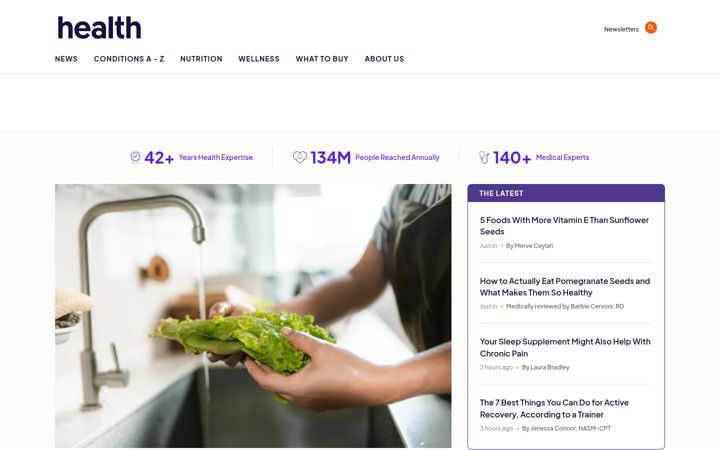 Skjámynd af health.com